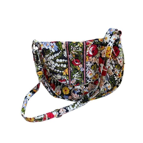 Vera Bradley large saddlebag magnetic floral handbag - Picture 7 of 10